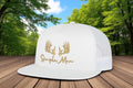 Simple Man Deer with Antlers Embroidered Adjustable Snap Back Trucker Hat Cap