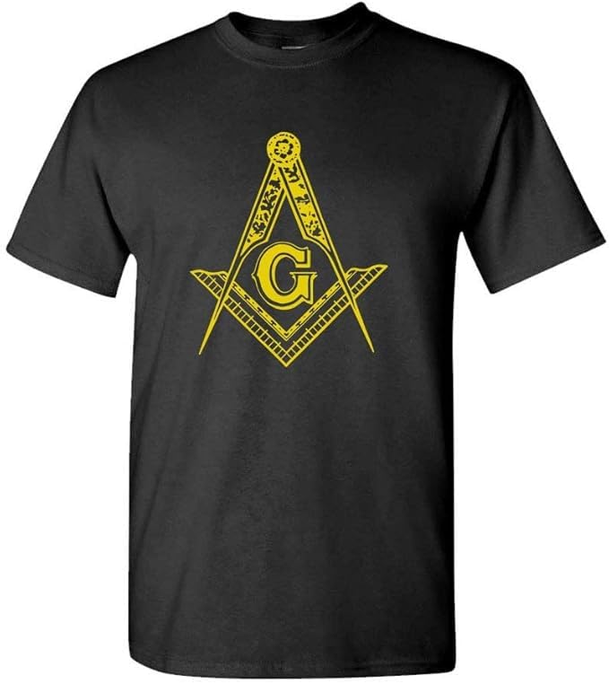 Masonic Square and Compass — Black T-Shirt — front