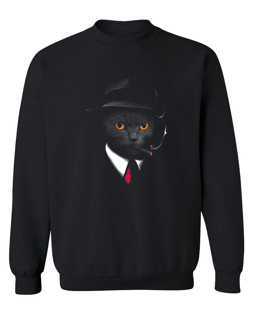 Secret Agent Cat — Black Sweatshirt — front