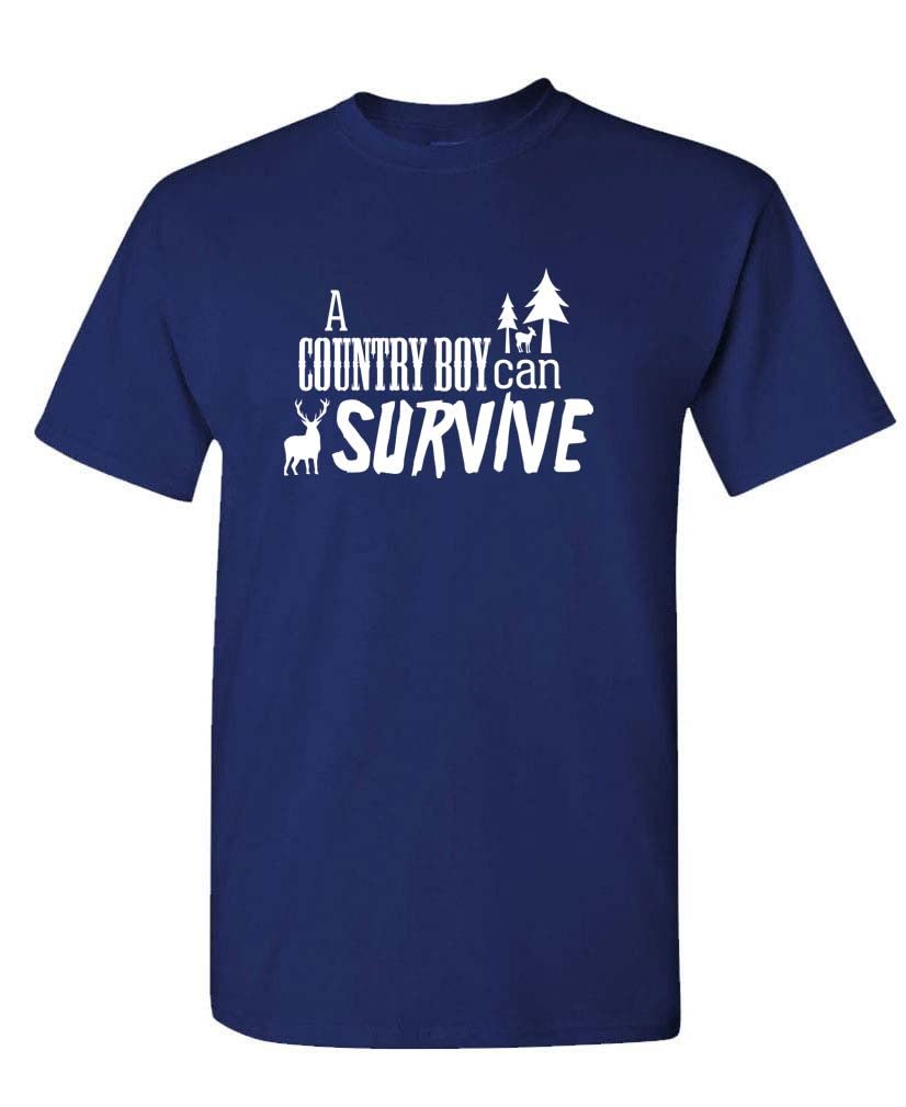 A Country Boy Can Survive — Navy T-Shirt — front