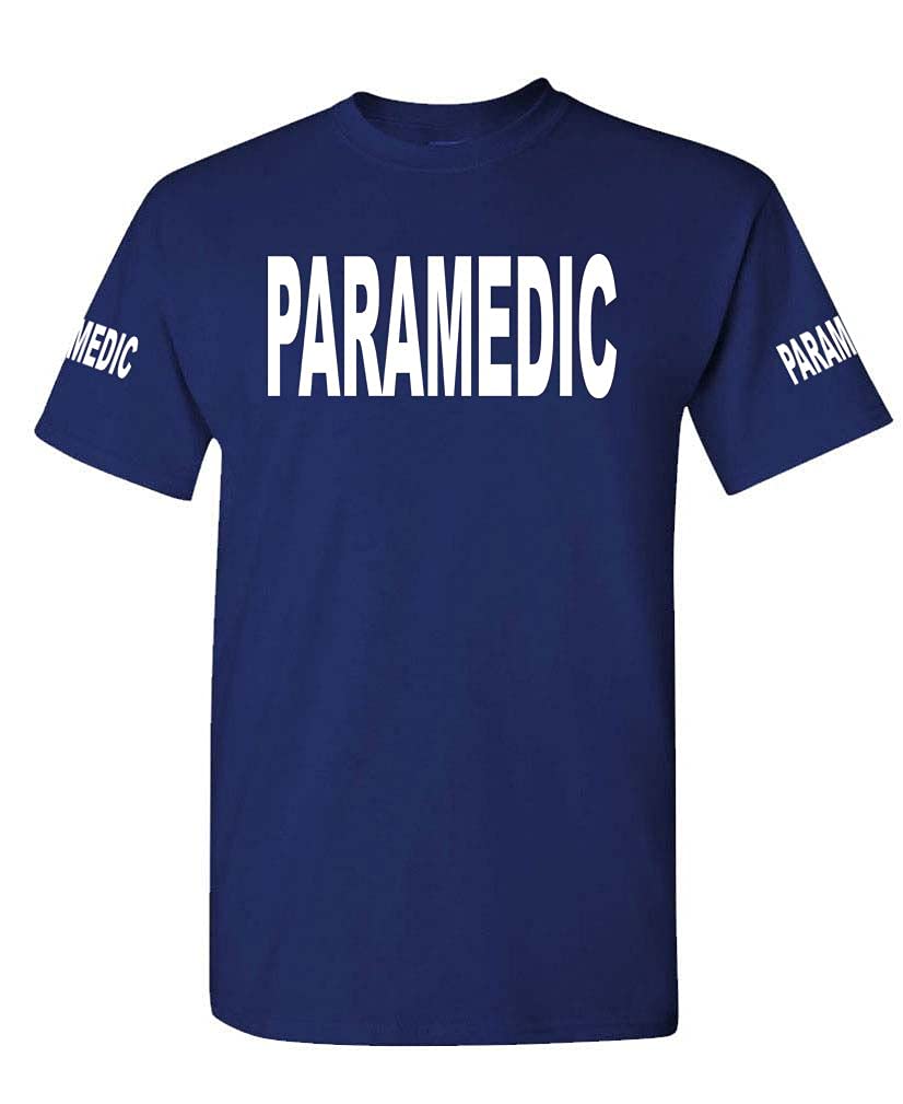 Paramedic Front and Sleeve Lettering — Navy T-Shirt — front