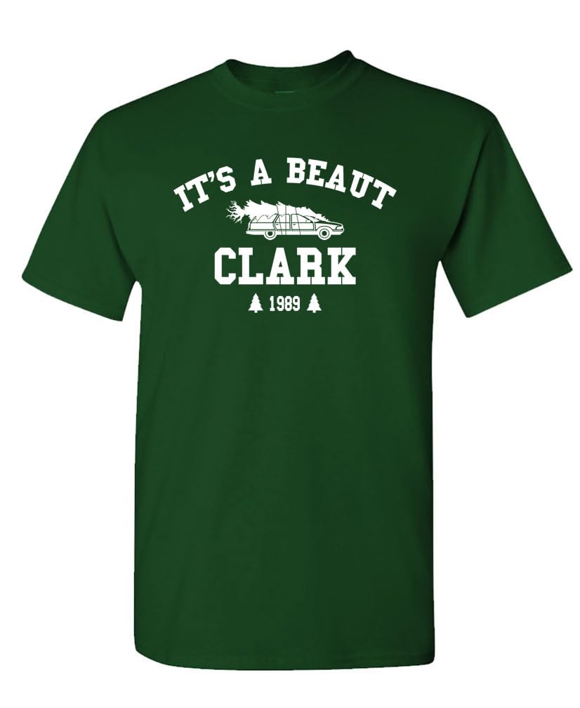 It's a Beaut Clark Funny Christmas Tree — Forest Green T-Shirt — front