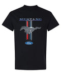 Ford Mustang Pony Stripe — Black T-Shirt — front