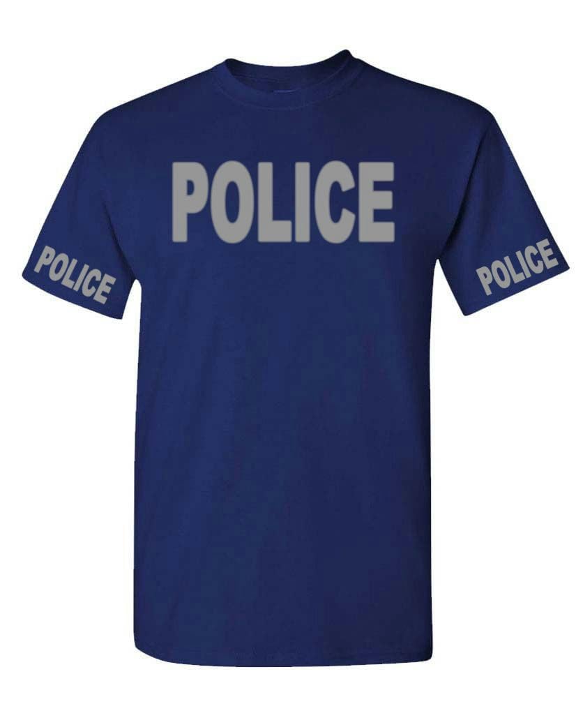 Police Front and Sleeve Print — Navy T-Shirt — front