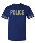 Police Front and Sleeve Print — Navy T-Shirt — front