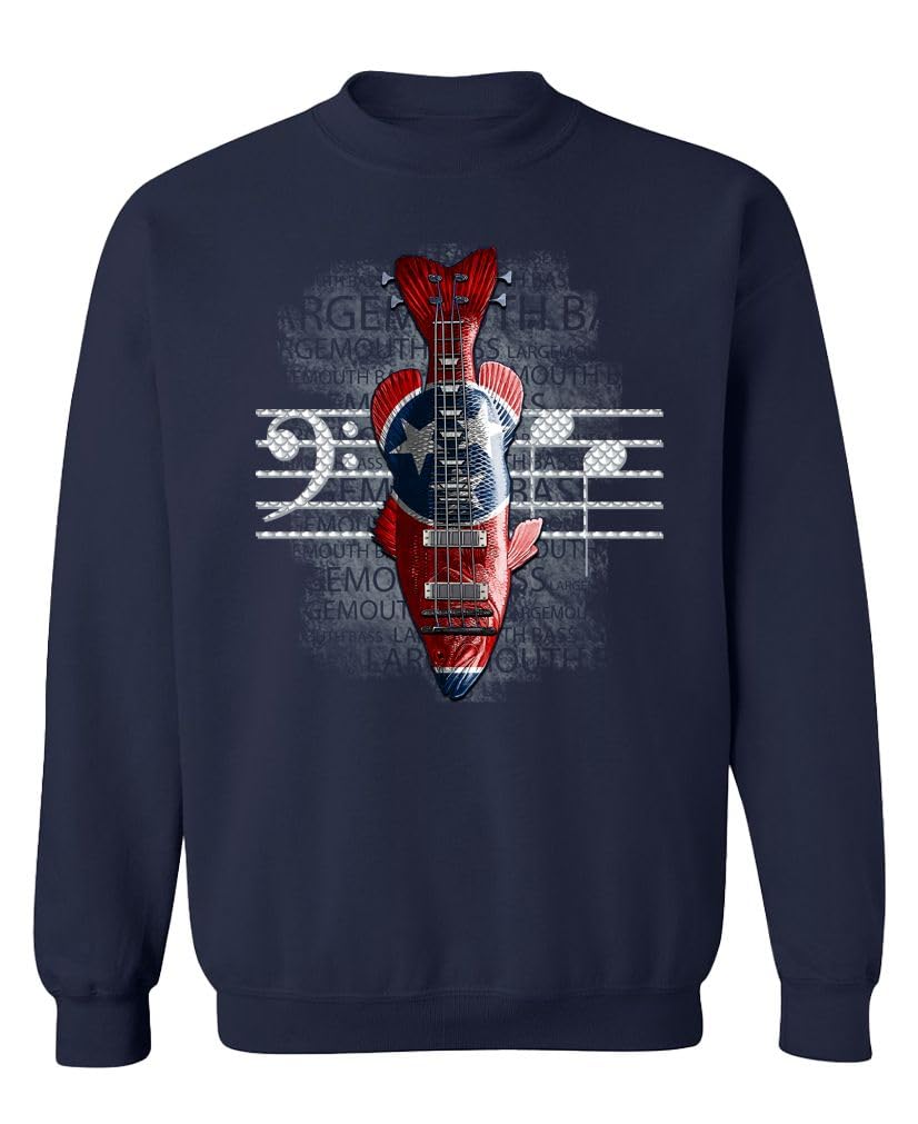 Bass Clef Guitar Skull — Navy Sweatshirt — front