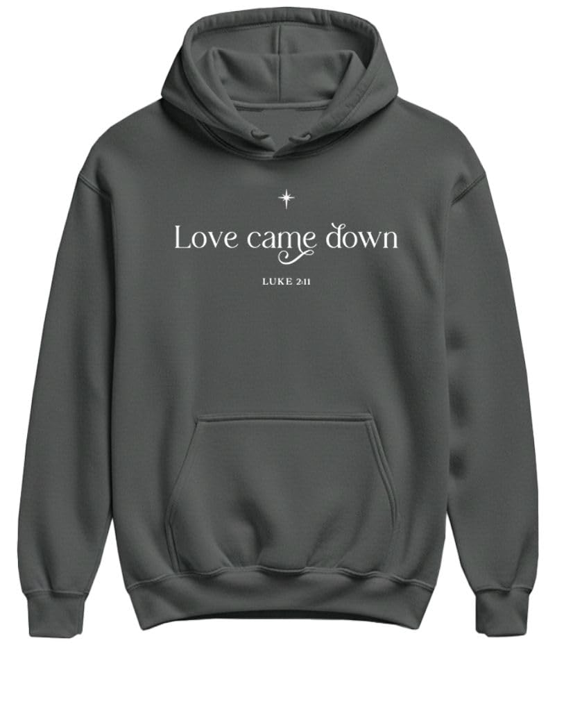 Love Came Down Luke 2:11 — Charcoal Hoodie — rear