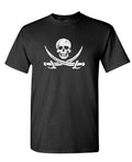 Pirate Skull and Swords — Black T-Shirt — front