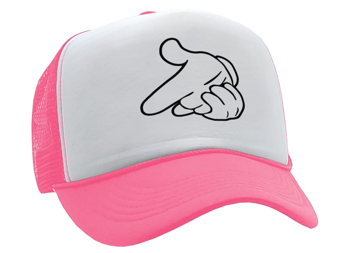 Finger Guns — Neon Pink Trucker Hat — front