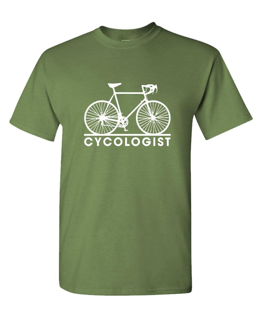 Cycologist Bicycle — Military Green T-Shirt — front