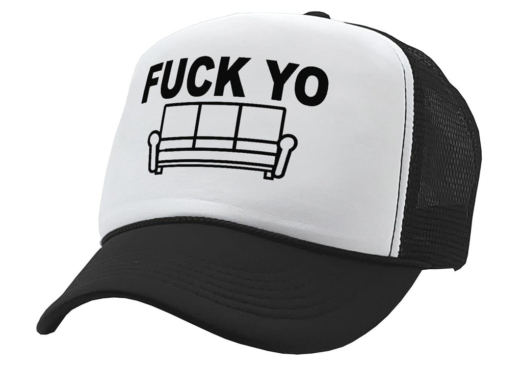 Fuck Yo Couch — Black Trucker Hat — product angle 1