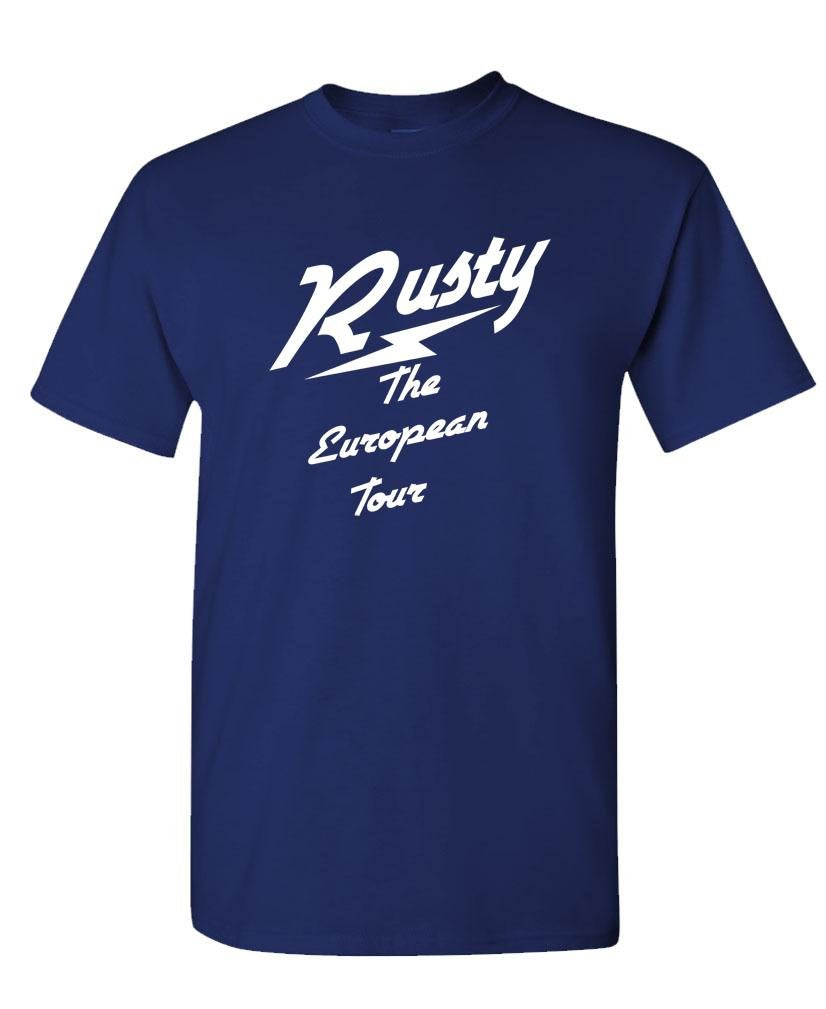 Rusty the European Tour — Navy T-Shirt — front