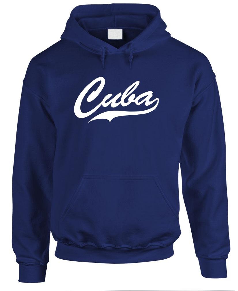 Cuba Script — Navy Hoodie — front