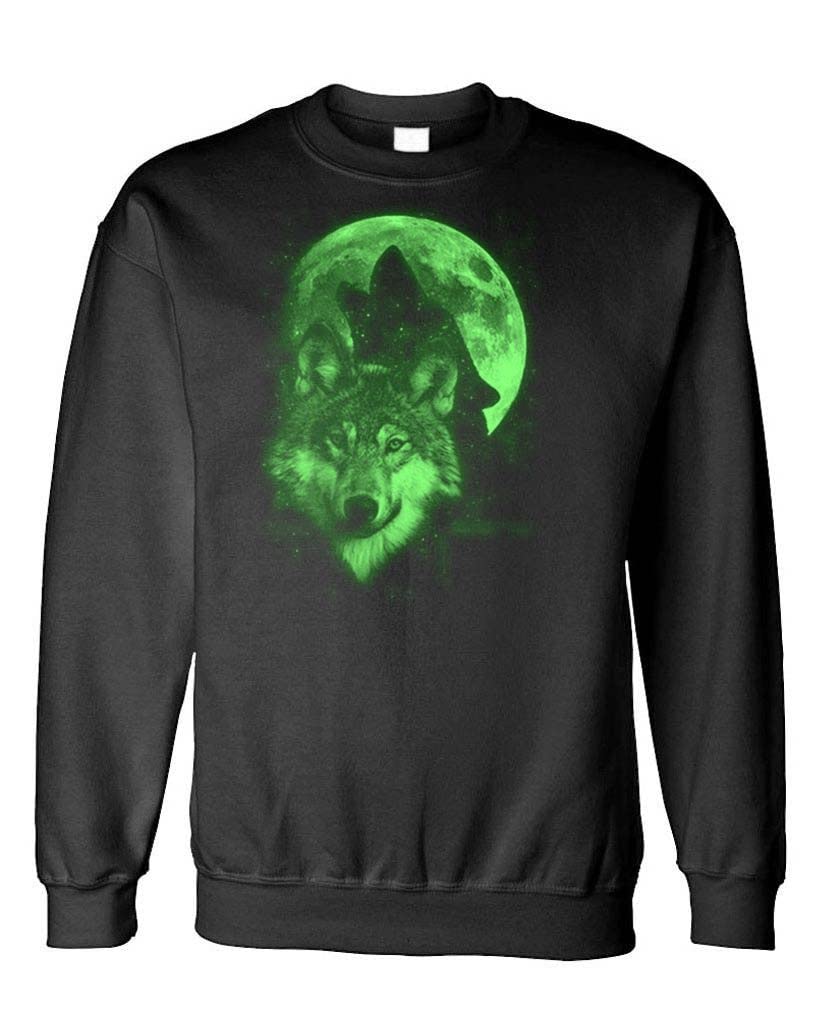 Green Wolf Moon — Black Sweatshirt — front