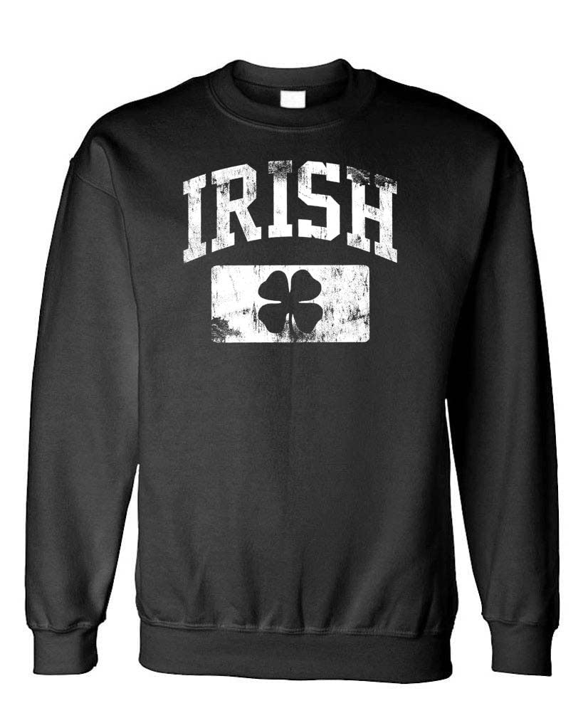 Irish Shamrock Distressed White — Black Sweatshirt — front