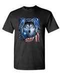 Wolf Dream Flag — Black T-Shirt — front
