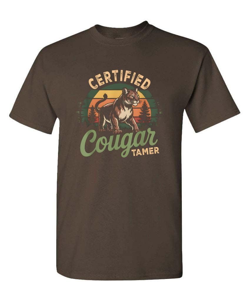 Certified Cougar Tamer — Chocolate Brown T-Shirt — front