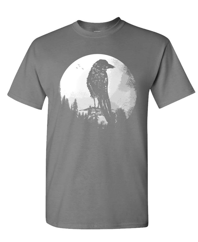 Crow and Moon — Charcoal T-Shirt — front