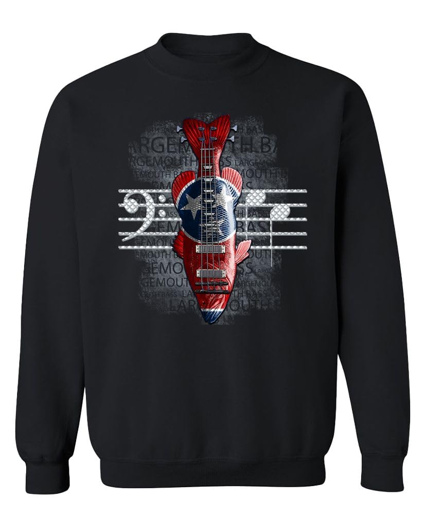 Bass Clef Guitar Skull — Black Sweatshirt — front