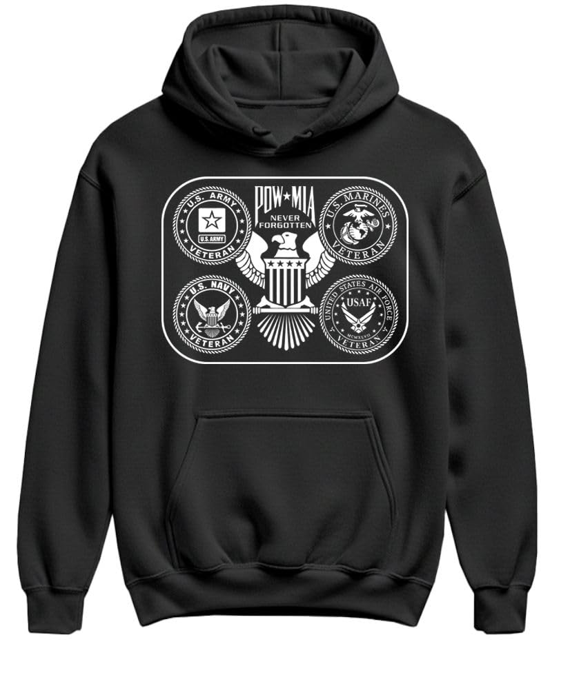 POW MIA You Are Not Forgotten — Black Hoodie — front