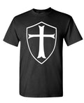 Templar Cross Shield — Black T-Shirt — front