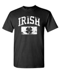 Irish Shamrock Distressed White — Black T-Shirt — front