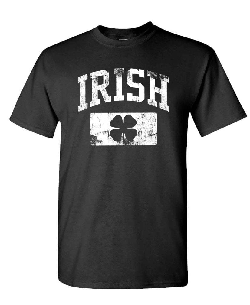 Irish Shamrock Distressed White — Black T-Shirt — front
