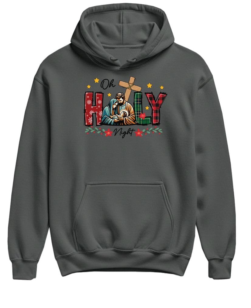 Oh Holy Night Nativity — Charcoal Hoodie — front