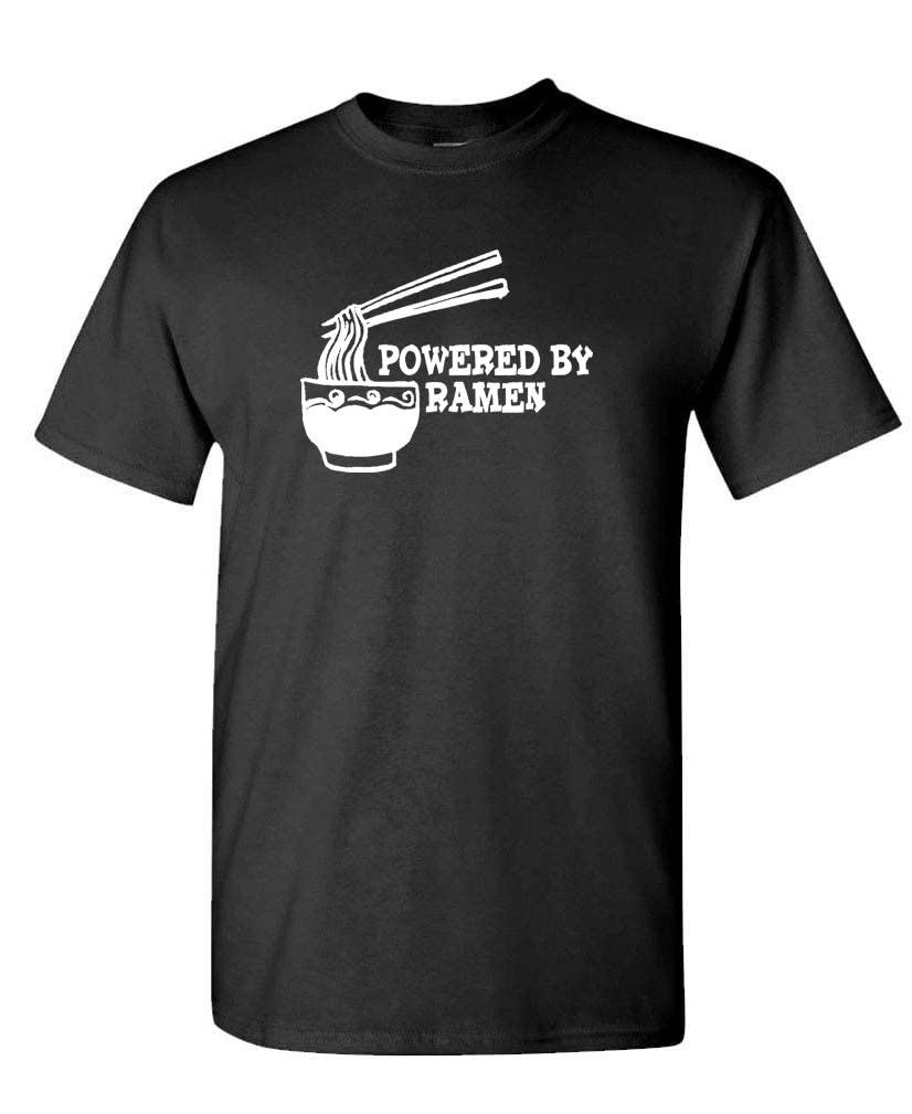 Powered by Ramen — Black T-Shirt — front