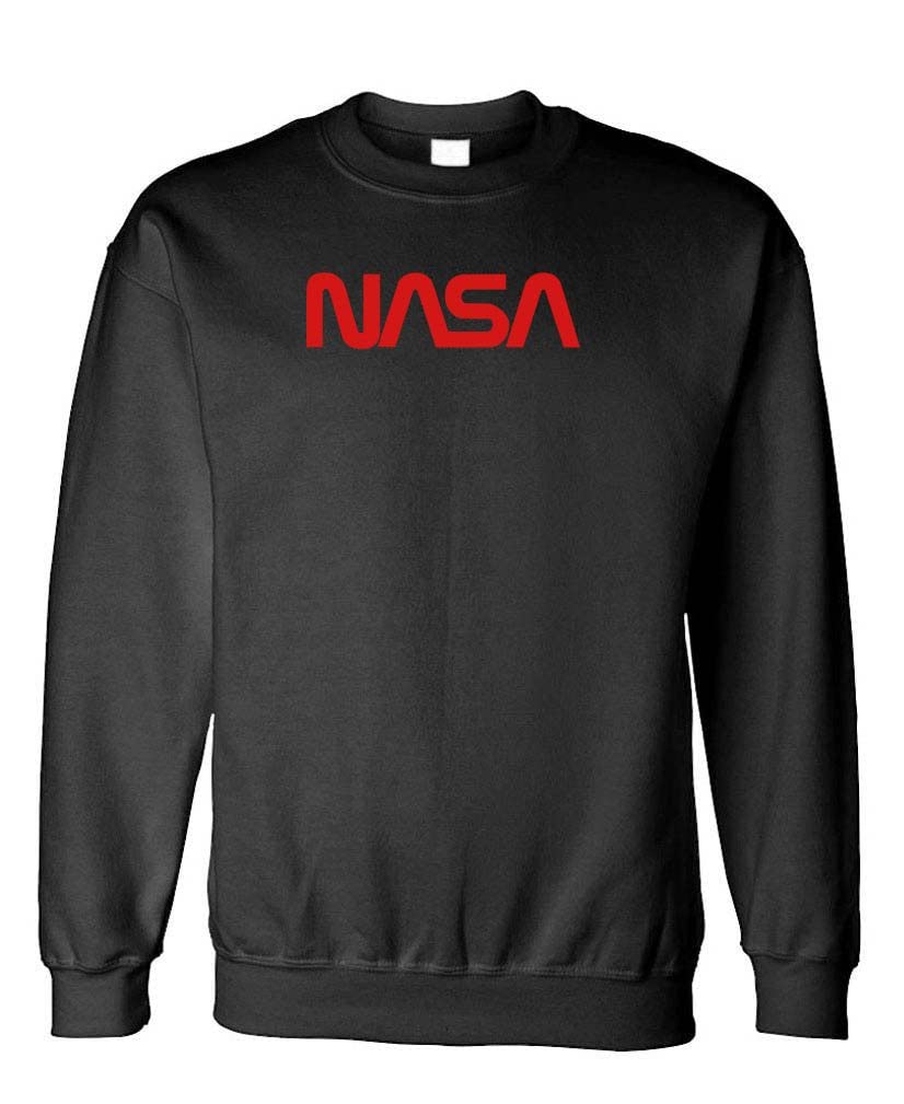 NASA Red Worm Lettering — Black Sweatshirt — front