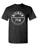 Rorer 714 — Black T-Shirt — front