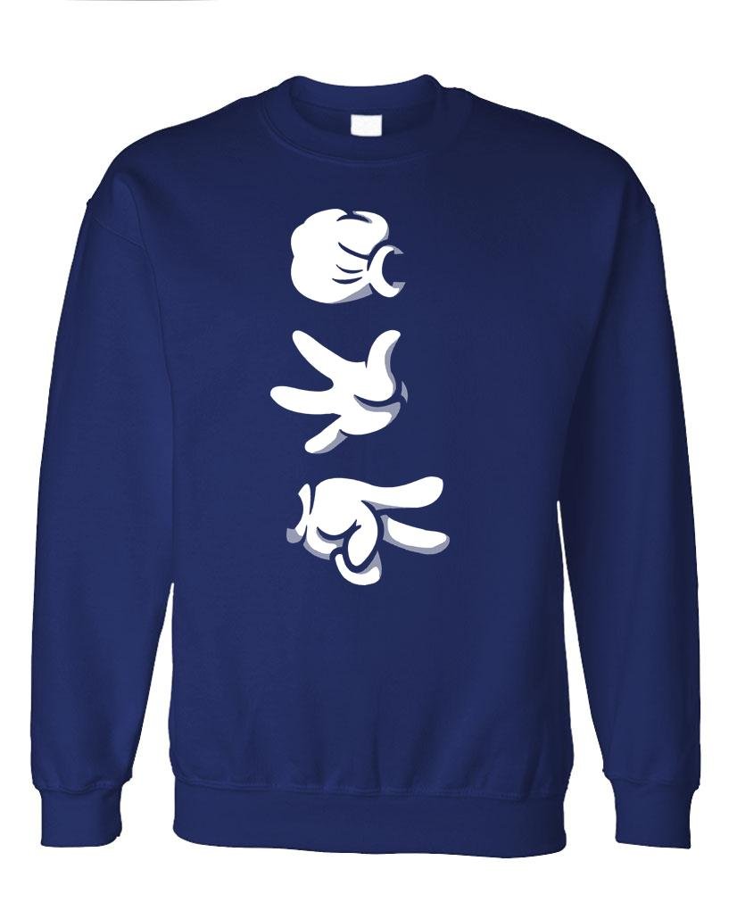 Rock Paper Scissors Cartoon Hands — Navy Sweatshirt — front