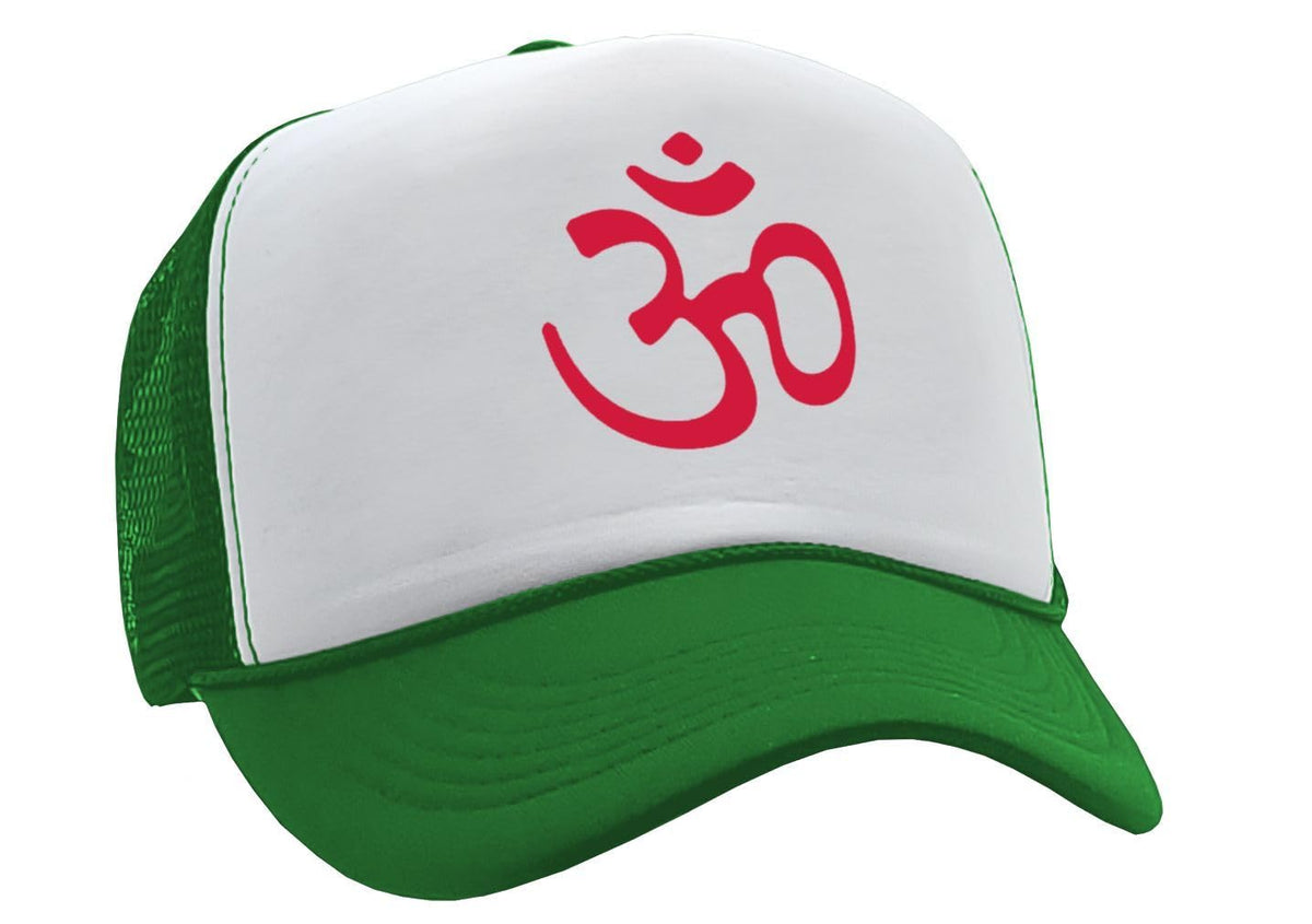 Om Symbol — Green Trucker Hat — front