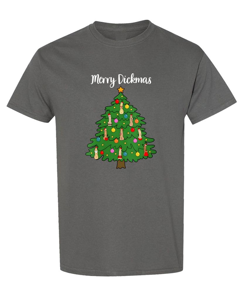 Merry Dickmas — Charcoal T-Shirt — rear