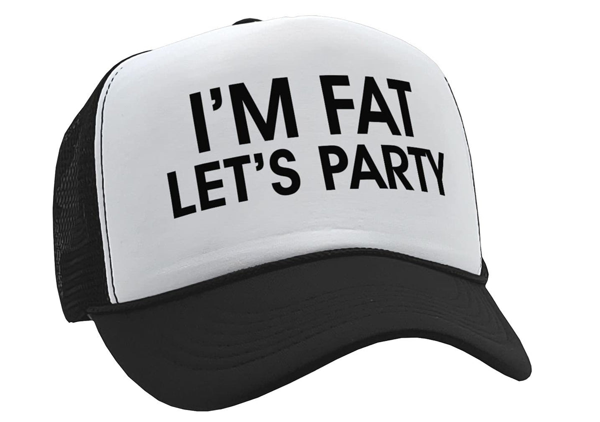 I'm Fat Let's Party — Black Trucker Hat — product angle 1