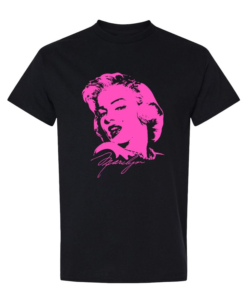 Pink Hollywood Portrait — Black T-Shirt — front