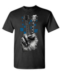 Guitar Peace Fingers — Black T-Shirt — front