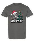 Jolly AF Funny Skeleton Christmas — Charcoal T-Shirt — front