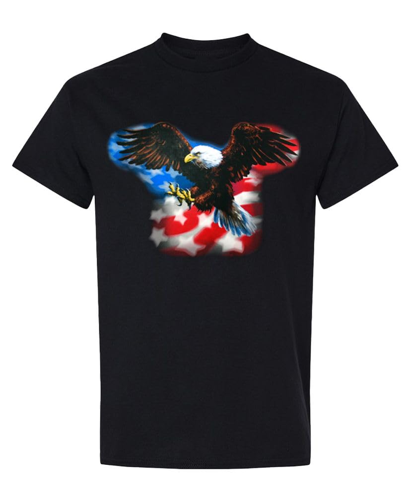 American Flag Eagle — Black T-Shirt — front