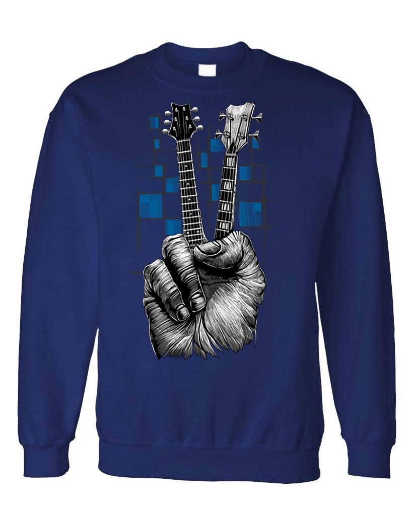Guitar Peace Fingers — Navy Sweatshirt — front