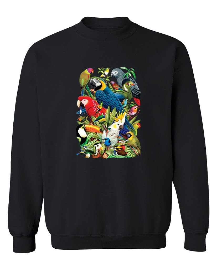 Tropical Birds — Black Sweatshirt — front