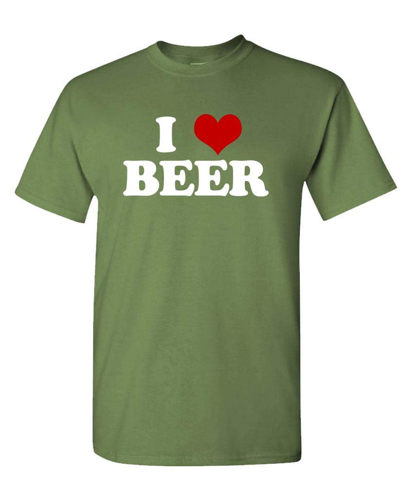 I Love Beer — Military Green T-Shirt — front