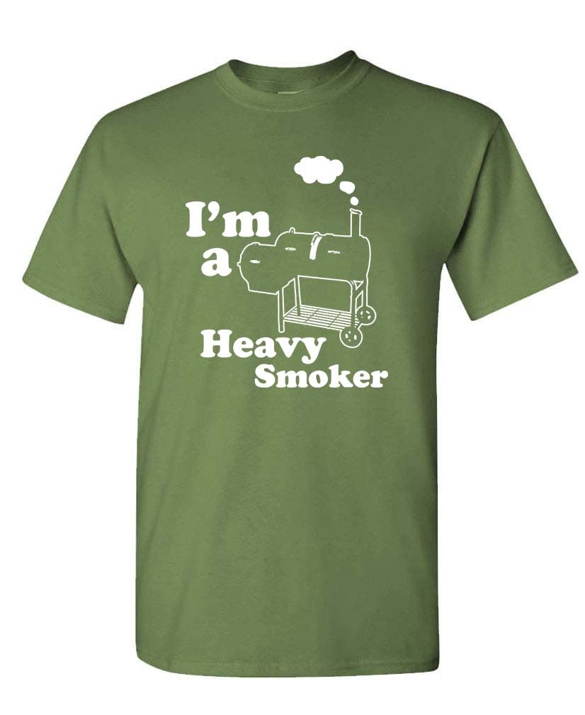 I'm a Heavy Smoker BBQ — Military Green T-Shirt — front