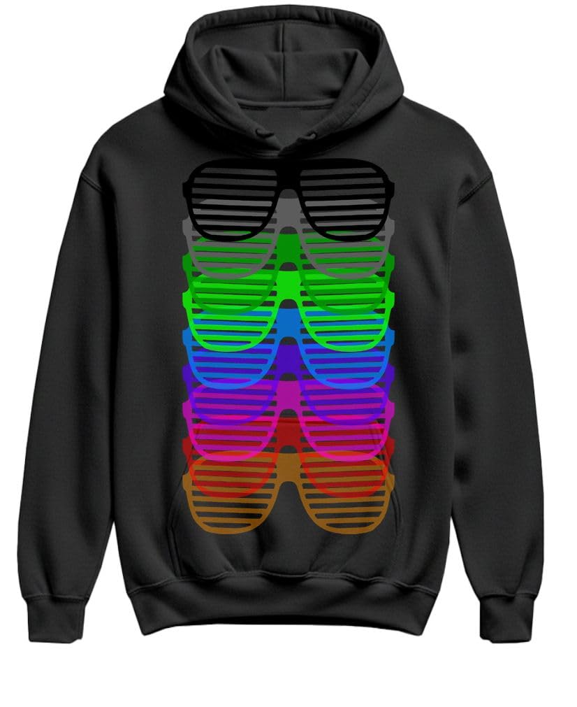 Rainbow Shutter Shades — Black Hoodie — front