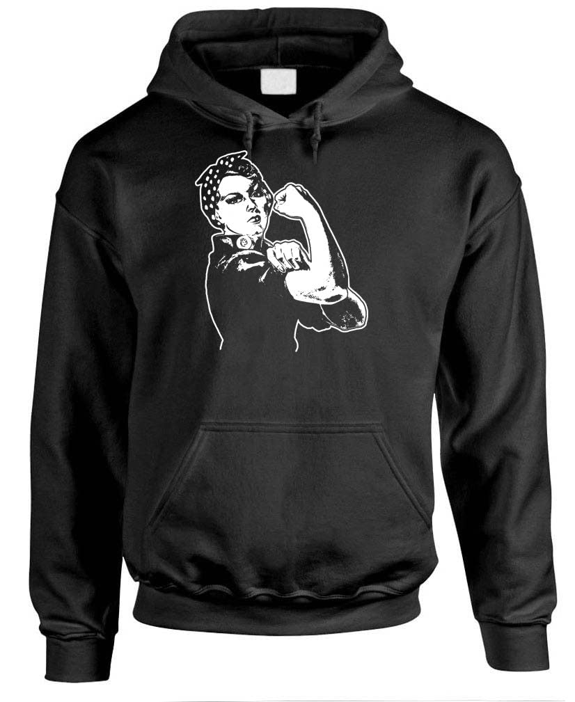 Rosie Riveter Illustration — Black Hoodie — front