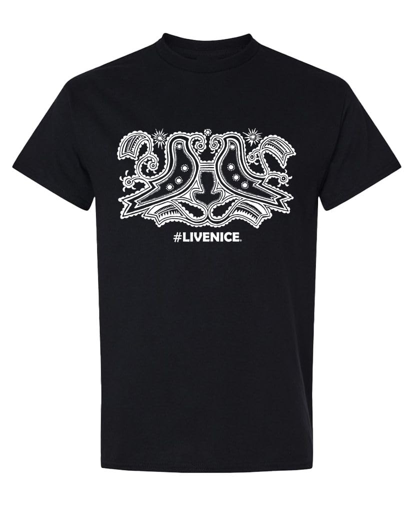 Live Nice Love Birds — Black T-Shirt — front
