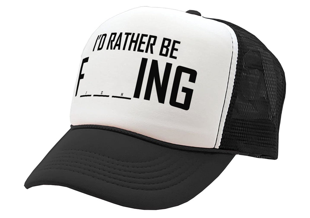 I'd Rather Be F___ing — Black Trucker Hat — product angle 1