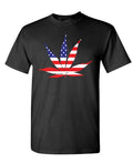 American Flag Cannabis Leaf — Black T-Shirt — front