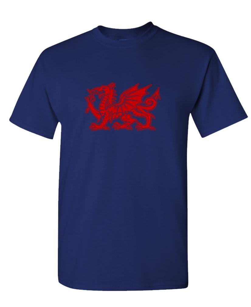 Red Welsh Dragon — Navy T-Shirt — front