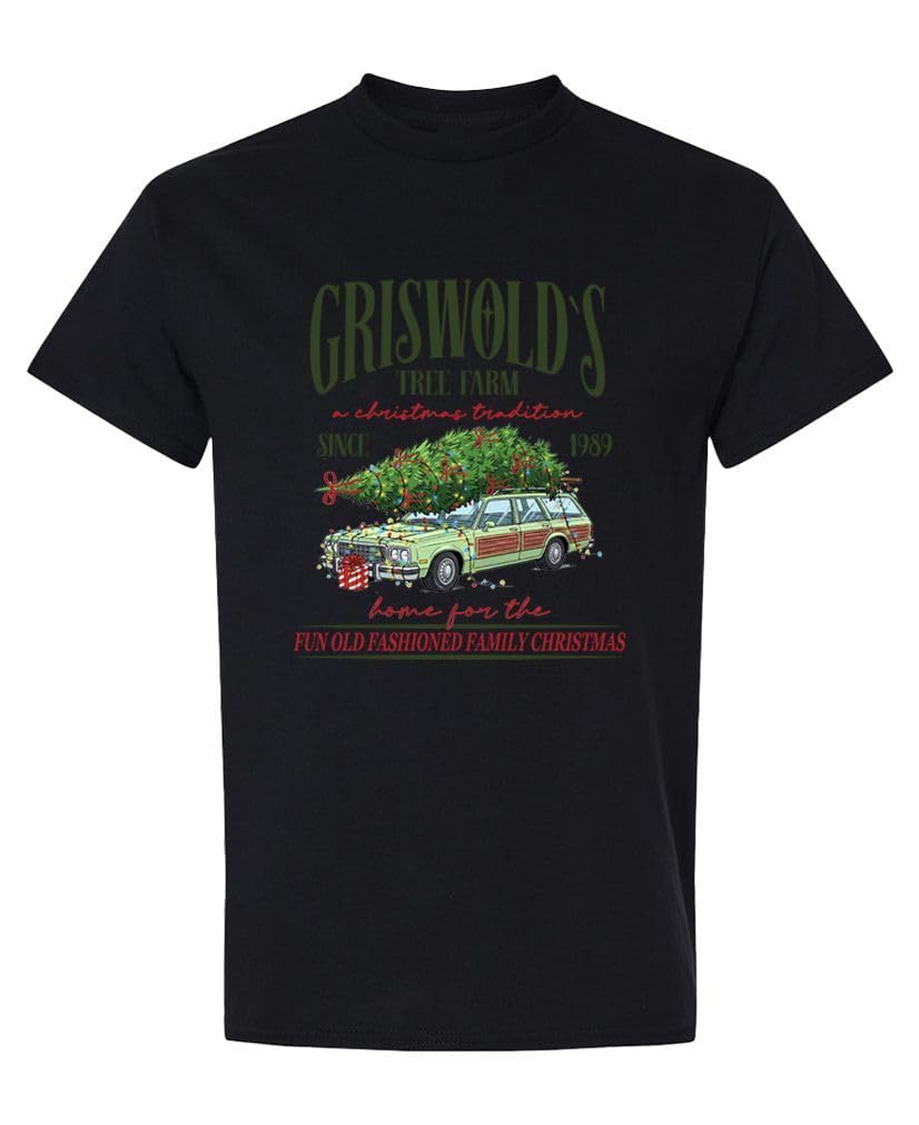 Hilarious Griswold's Tree Farm Christmas — Black T-Shirt — front
